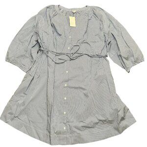 A New Day Target Womens Blue White Stripped Dress Long Sleeve Pockets Short 4X